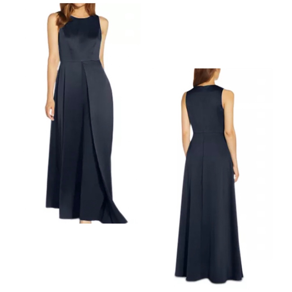 NWT Adrianna Papell Satin Crepe Jumpsuit Size 10 - Picture 2 of 7